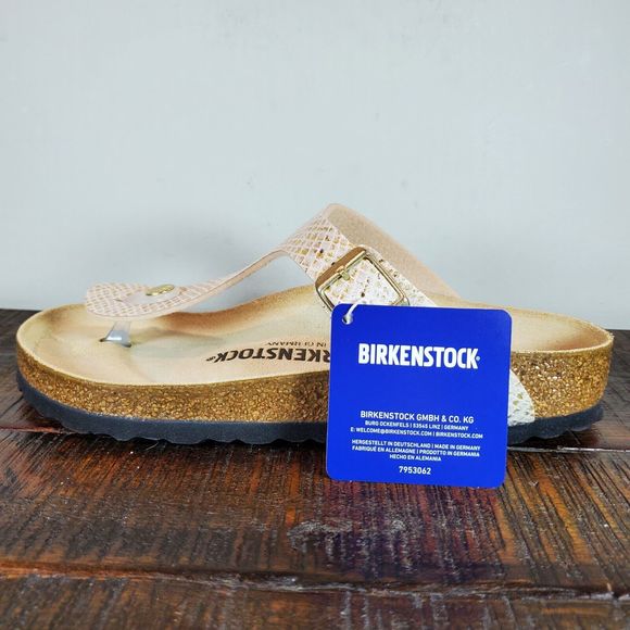 Birkenstock Gizeh Sandals Womens Mens Sizing Regular Shiny Python Eggshell - Picture 6 of 11